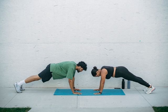 two people doing excercise